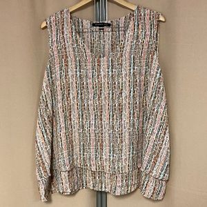 Layered and striped polyester sleeveless top